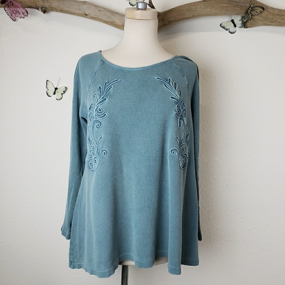 Soft surroundings embroidered waffle knit  tunic